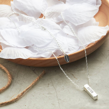 Silver Plated Sister Bar Necklace