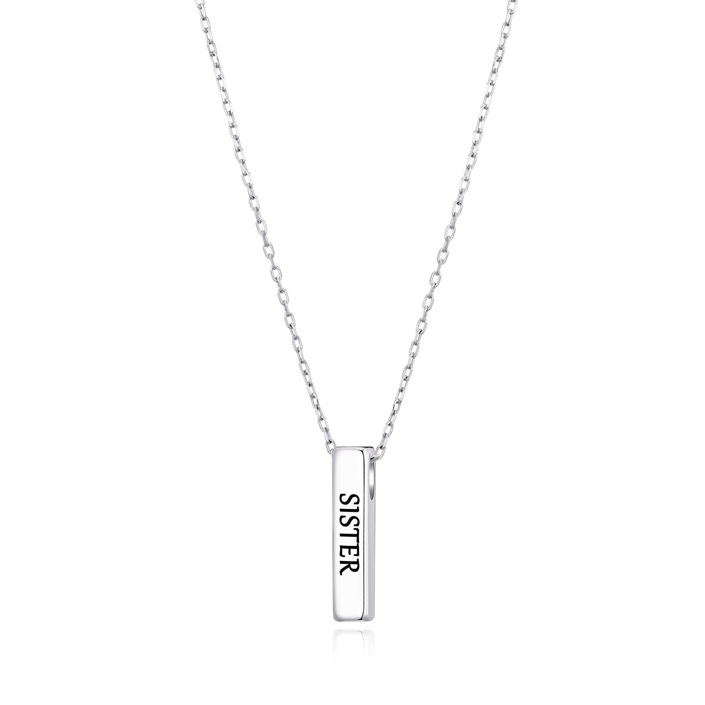 Silver Plated Sister Bar Necklace