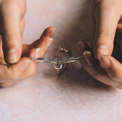 Silver Plated Sister Bracelet Created with Zircondia® Crystals