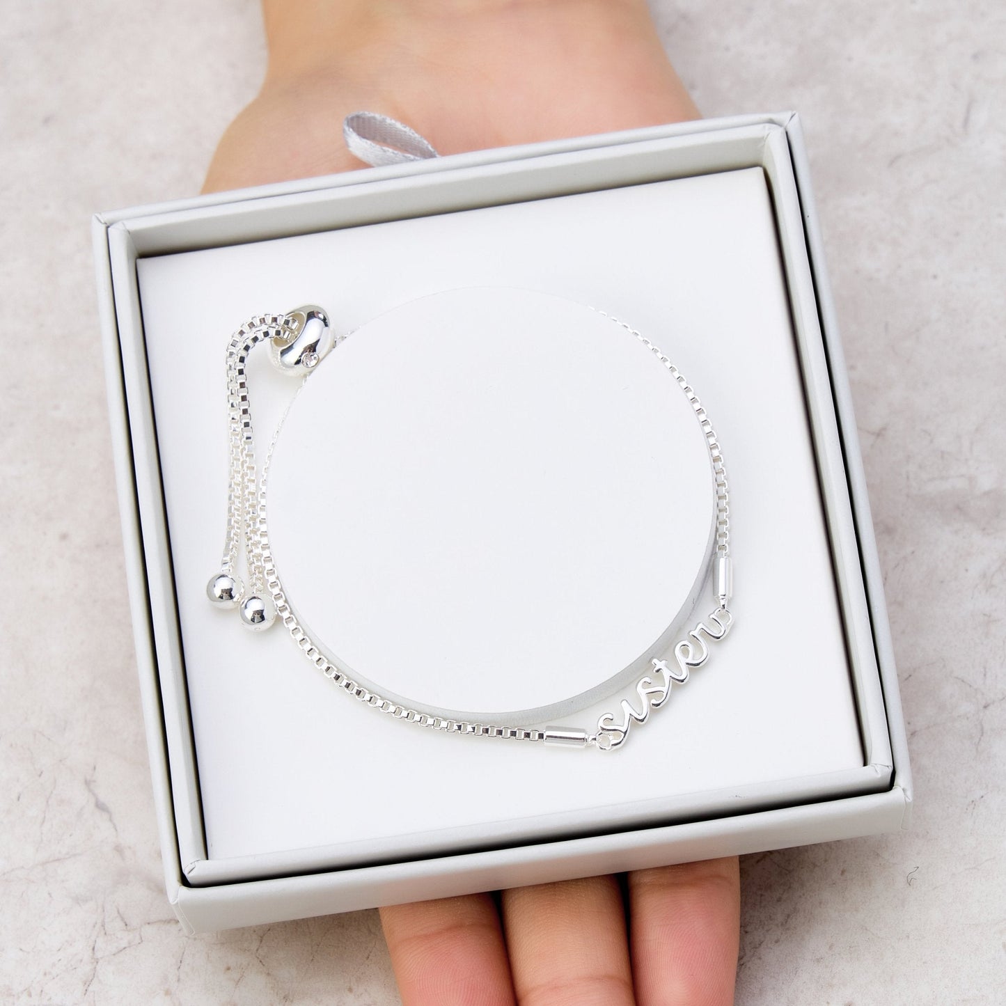 Silver Plated Sister Bracelet Created with Zircondia® Crystals with Gift Box