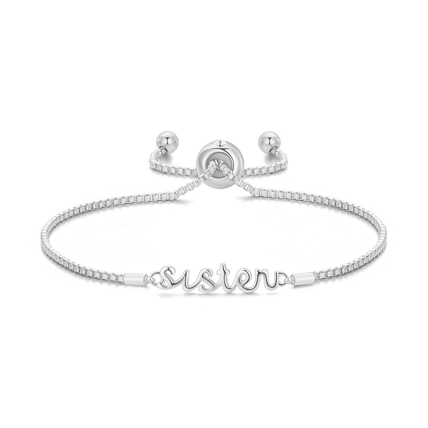 Silver Plated Sister Bracelet Created with Zircondia® Crystals with Gift Box