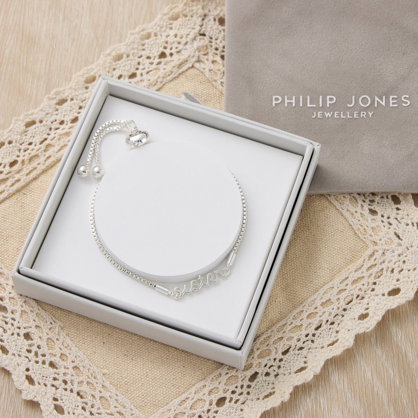 Bracelet Sœur Plaqué Argent orné de Cristaux Zircondia®, avec Boîte Cadeau