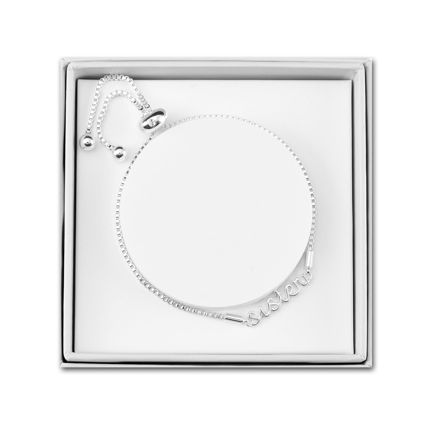 Silver Plated Sister Bracelet Created with Zircondia® Crystals with Gift Box