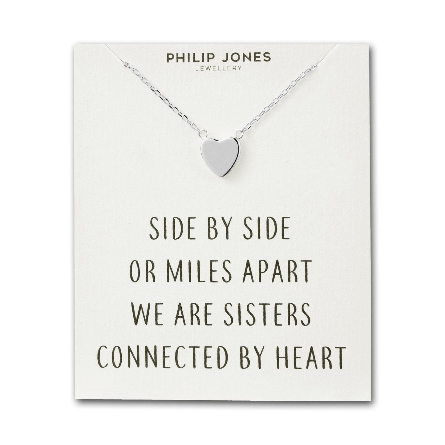 Silver Plated Sister Heart Necklace with Quote Card