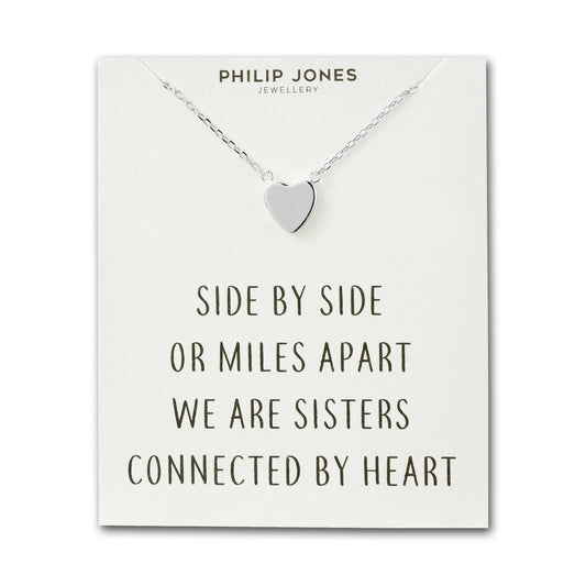 Silver Plated Sister Heart Necklace with Quote Card