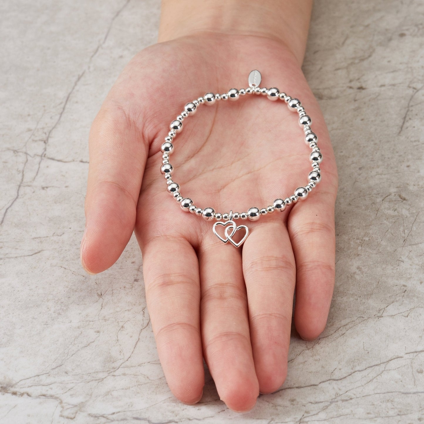 Silver Plated Sister Quote Stretch Bracelet with Gift Box