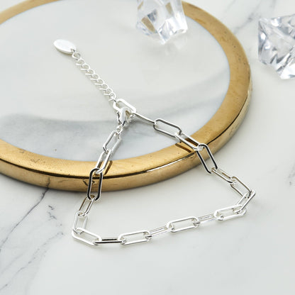 Silver Plated Small Link Paperclip Bracelet