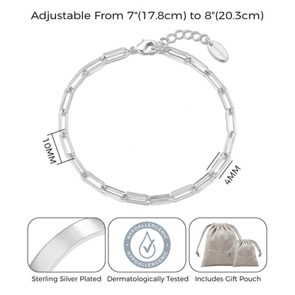 Silver Plated Small Link Paperclip Bracelet