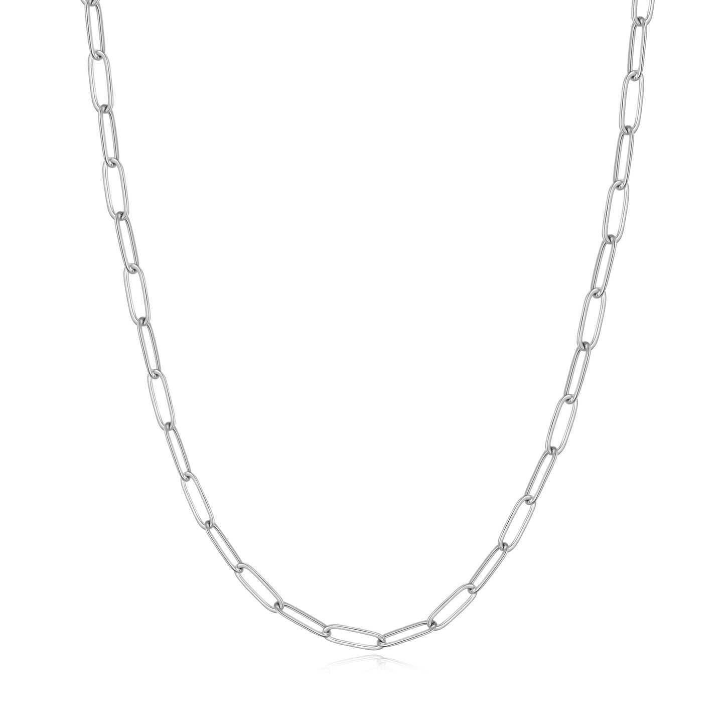 Silver Plated Small Link Paperclip Necklace
