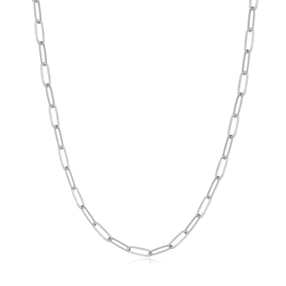 Silver Plated Small Link Paperclip Necklace