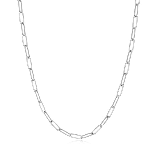 Silver Plated Small Link Paperclip Necklace