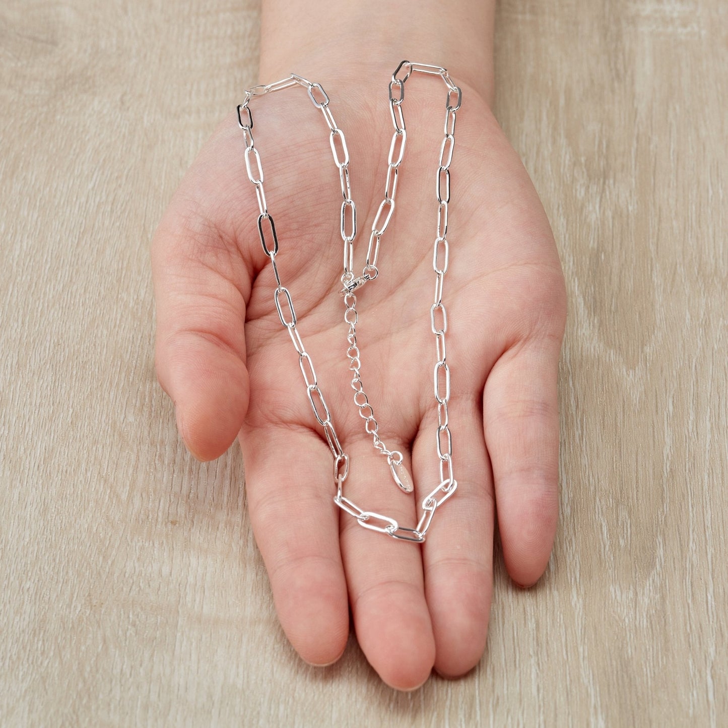 Silver Plated Small Link Paperclip Necklace