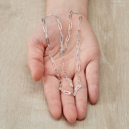 Silver Plated Small Link Paperclip Necklace