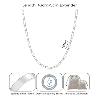Silver Plated Small Link Paperclip Necklace