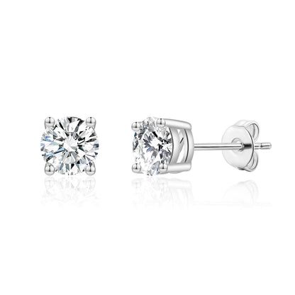 Silver Plated Solitaire Crystal Stud Earrings Created with Zircondia® Crystals