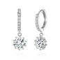 Silver Plated Solitaire Drop Hoop Earrings Created with Zircondia® Crystals