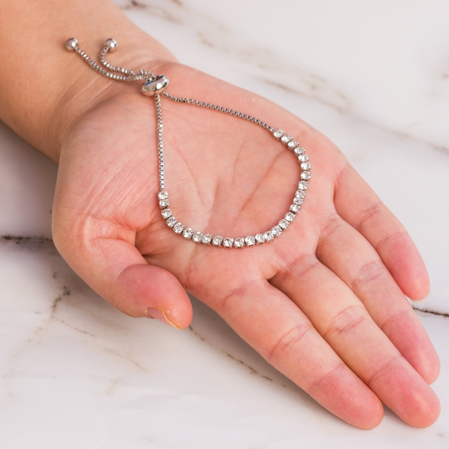 Silver Plated Solitaire Friendship Bracelet Created with Zircondia® Crystals