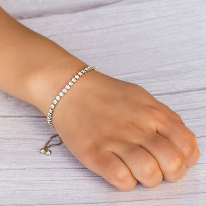Silver Plated Solitaire Friendship Bracelet Created with Zircondia® Crystals