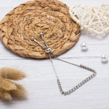 Silver Plated Solitaire Friendship Bracelet Created with Zircondia® Crystals