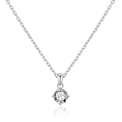 Silver Plated Solitaire Necklace Created with Zircondia® Crystals