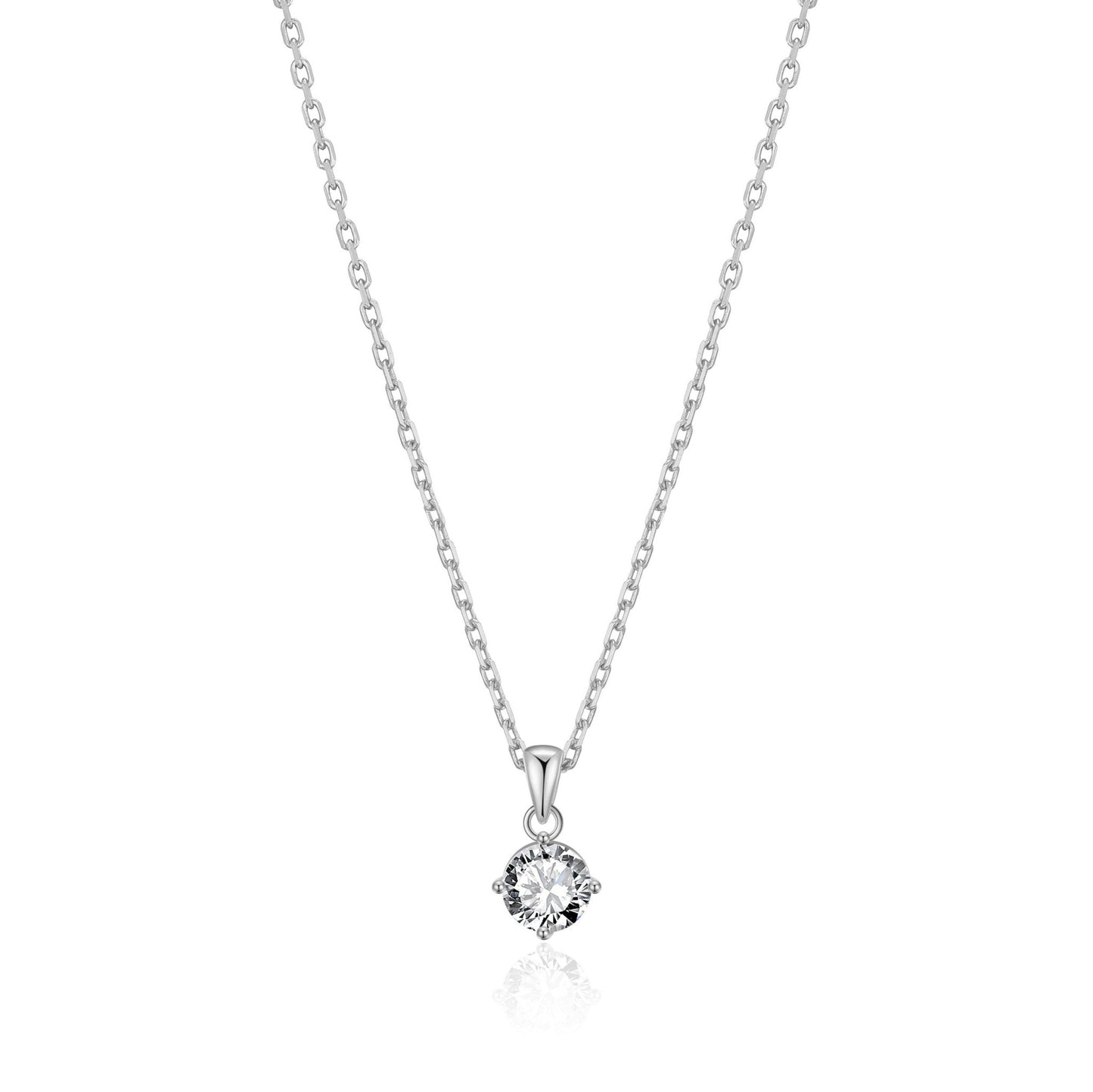 Silver Plated Solitaire Necklace Created with Zircondia® Crystals