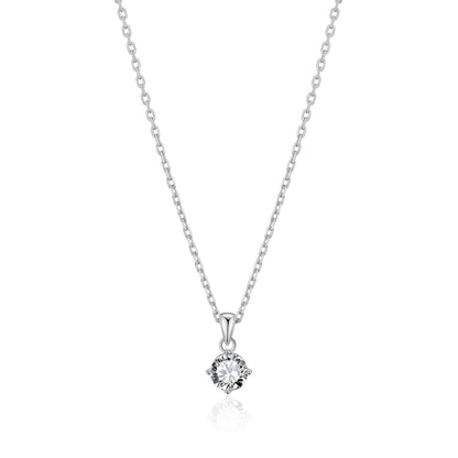 Silver Plated Solitaire Necklace Created with Zircondia® Crystals