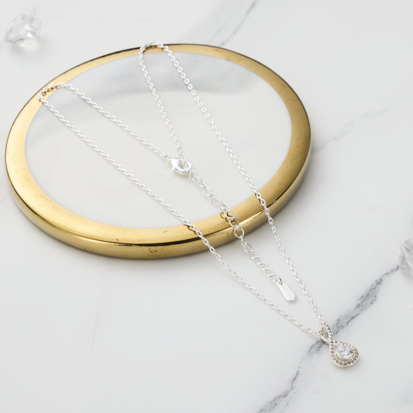 Silver Plated Solitaire Twist Necklace Created with Zircondia® Crystals