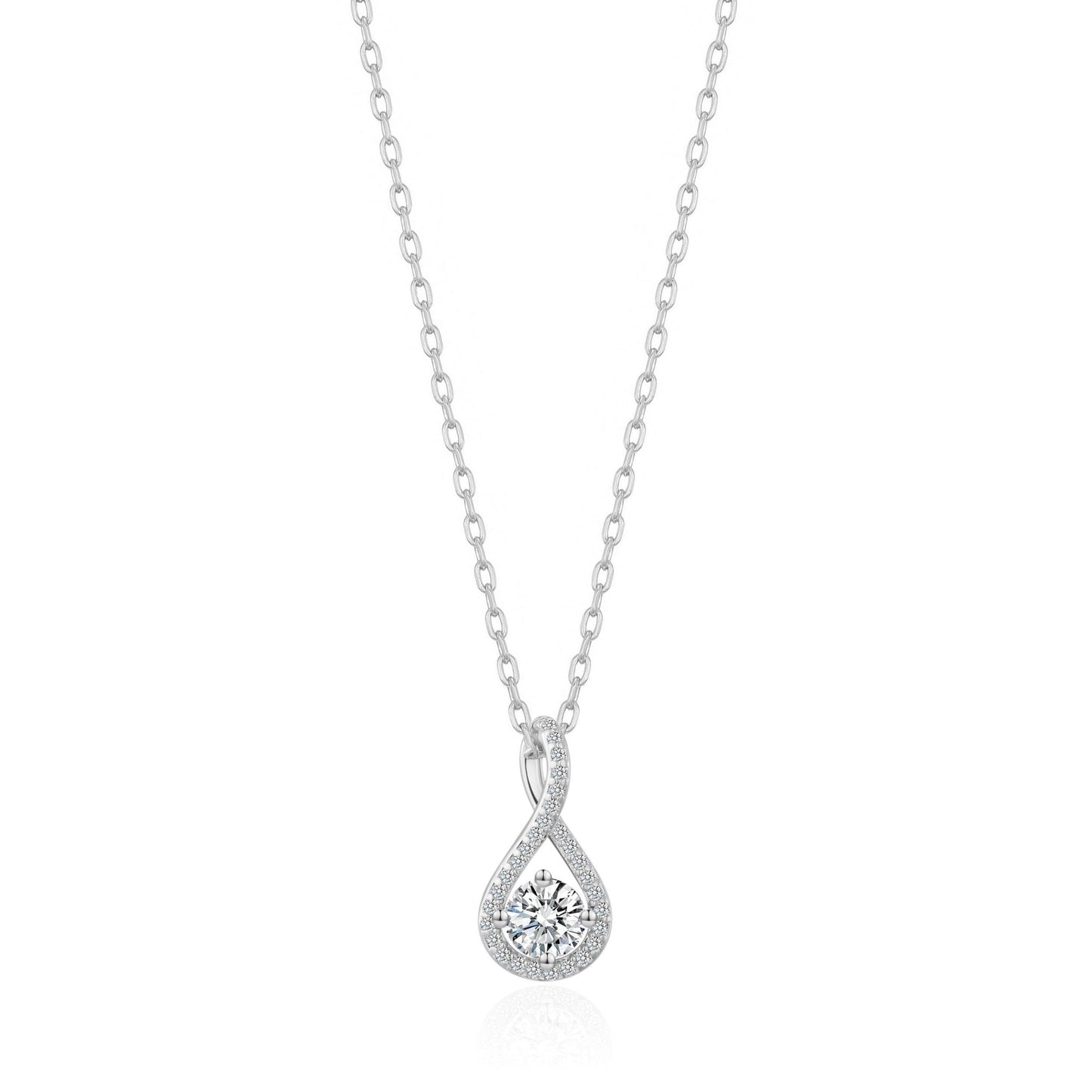 Silver Plated Solitaire Twist Necklace Created with Zircondia® Crystals