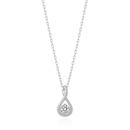 Silver Plated Solitaire Twist Necklace Created with Zircondia® Crystals