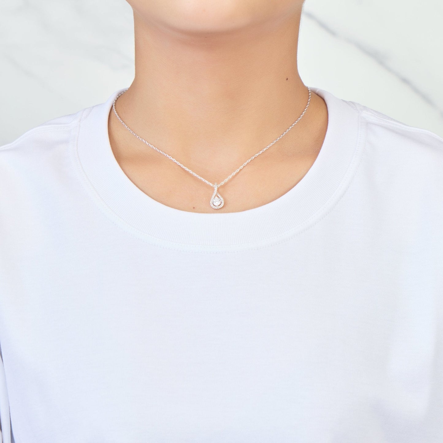 Silver Plated Solitaire Twist Necklace Created with Zircondia® Crystals