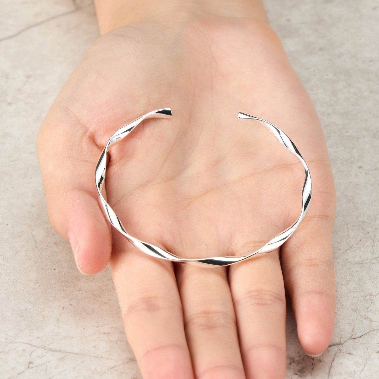 Silver Plated Spiral Cuff Bangle