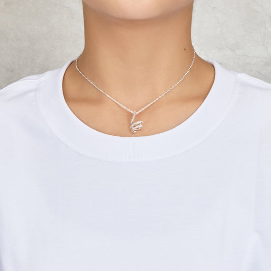 Silver Plated Spiral Twist Necklace Created with Zircondia® Crystals