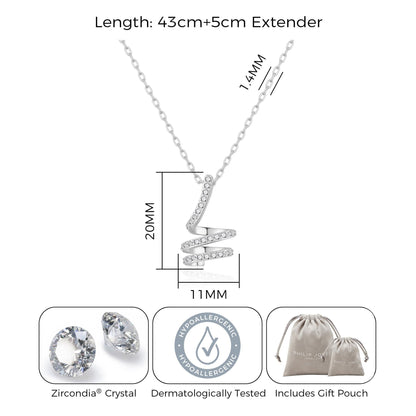 Silver Plated Spiral Twist Necklace Created with Zircondia® Crystals