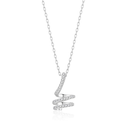 Silver Plated Spiral Twist Necklace Created with Zircondia® Crystals