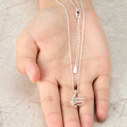 Silver Plated Spiral Twist Necklace Created with Zircondia® Crystals