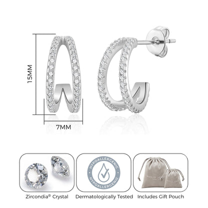 Silver Plated Split Hoop Earrings Created with Zircondia® Crystals