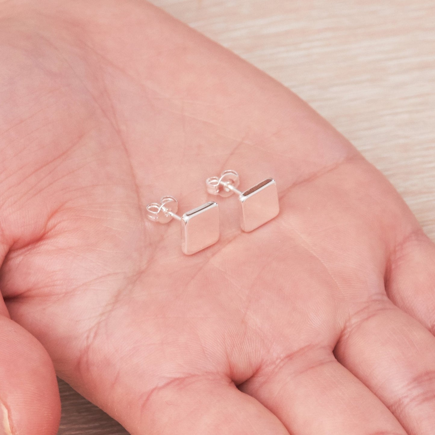 Silver Plated Square Stud Earrings