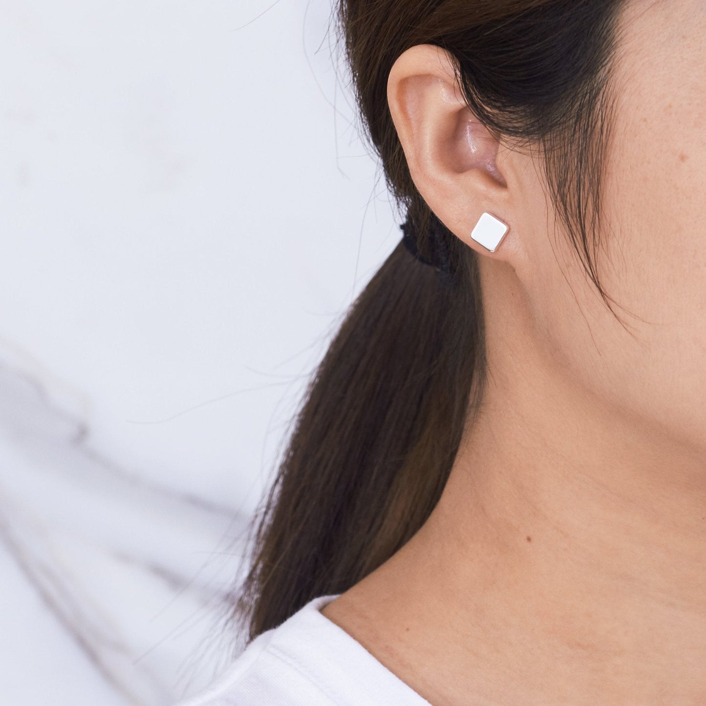 Silver Plated Square Stud Earrings