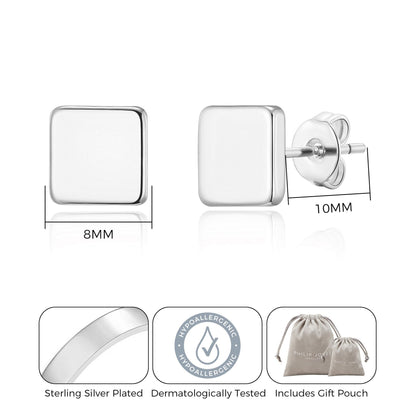 Silver Plated Square Stud Earrings