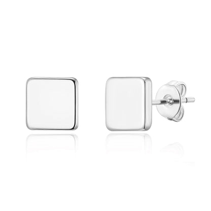 Silver Plated Square Stud Earrings