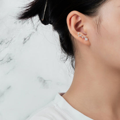 Silver Plated Star Climber Earrings Created with Zircondia® Crystals