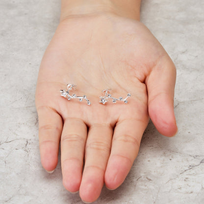Silver Plated Star Climber Earrings Created with Zircondia® Crystals