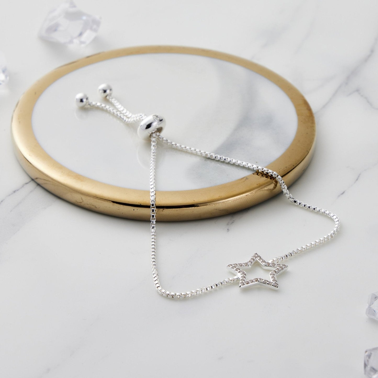 Silver Plated Star Friendship Bracelet Created with Zircondia® Crystals