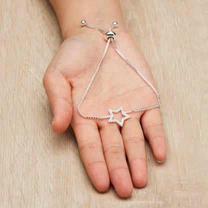 Silver Plated Star Friendship Bracelet Created with Zircondia® Crystals
