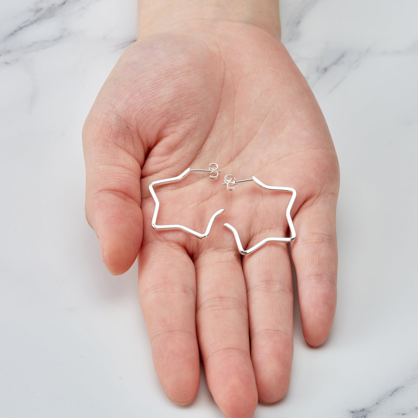 Silver Plated Star Hoop Earrings