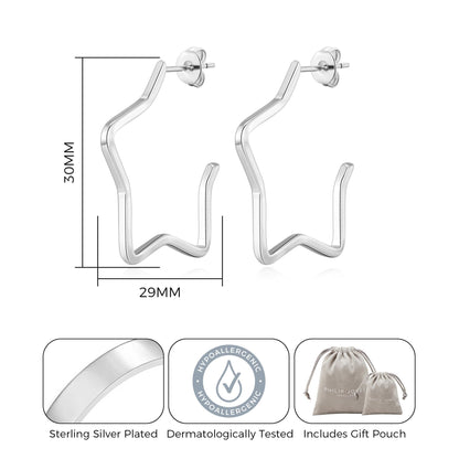 Silver Plated Star Hoop Earrings