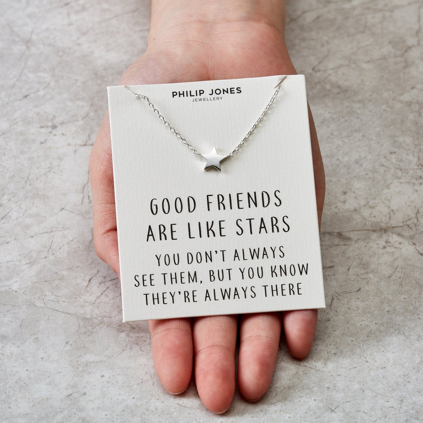 Silver Plated Star Necklace with Quote Card