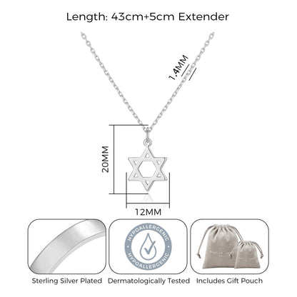Silver Plated Star of David Necklace