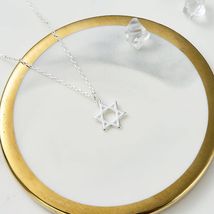 Silver Plated Star of David Necklace