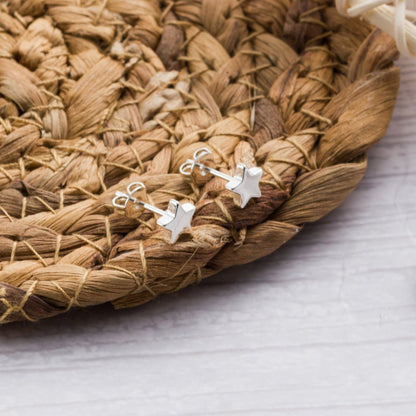 Silver Plated Star Stud Earrings